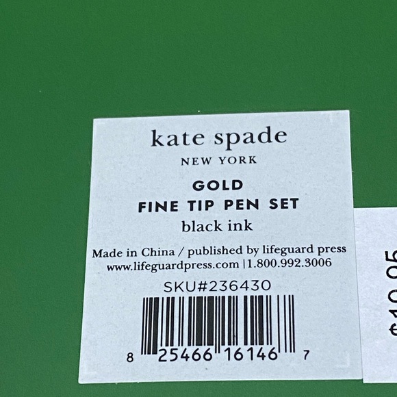 Kate Spade geo spade pencil case w/accessories +3 Black ink pen set NWT perfect - Picture 6 of 7
